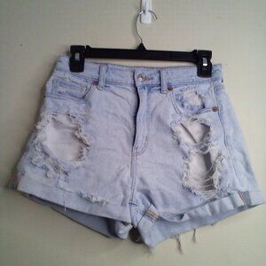American Eagle Shorts Women 4 Festival Distressed Torn Light Wash Blue